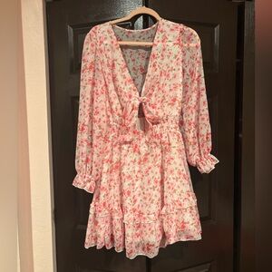 Beachsissi NWOT Pink Floral Tie Dress